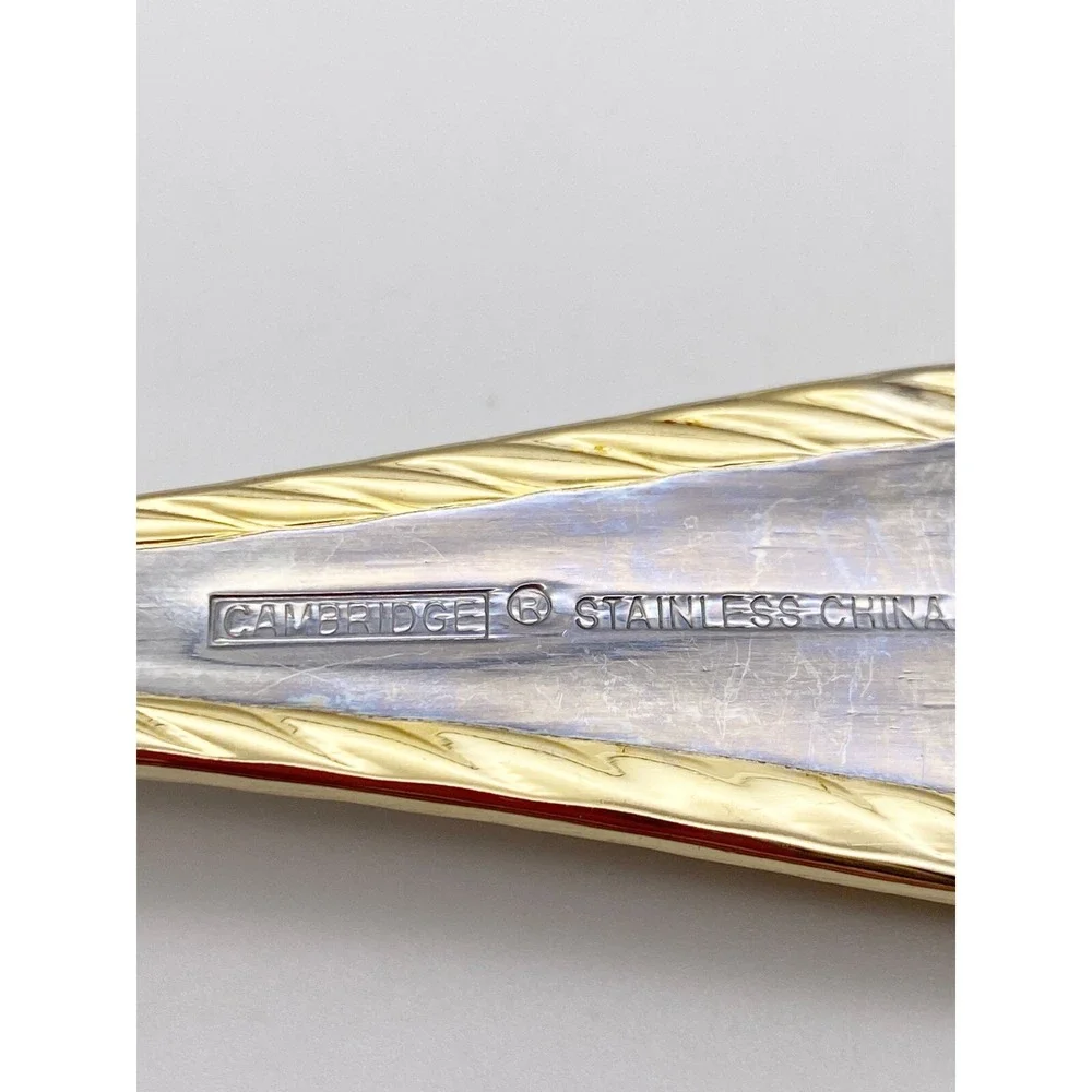 Cambridge CARLYLE‎ GOLD Accent Stainless 18/8 Rope Silverware Flatware Lot Of 4